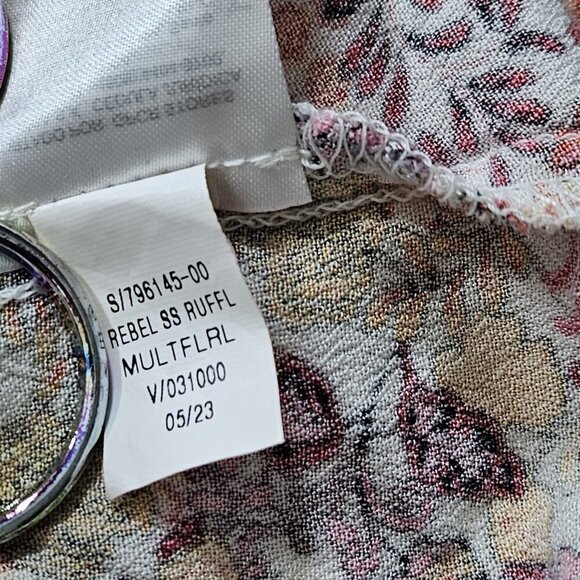 Old Navy Shirt Dress Womens 2X Floral Ruflles Cinched Waist SS Summer Cottage - Picture 12 of 16